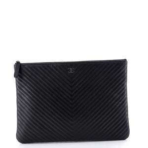 Chanel O Case Clutch Chevron Caviar #201596C14B